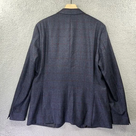 Hugo Boss Blazer Mens 46 R Super 110 Croatia 3 Button Blue Plaid Reda - Picture 9 of 16